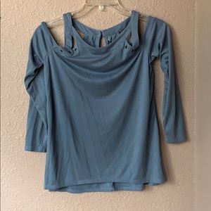 Medium gray long sleeve top.